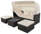 4-Piece Outdoor Wicker Sectional Patio Daybed with Canopy and Ottoman, Black Bei