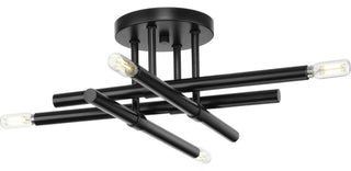 Arya Collection Four-Light Brushed Gold Luxe 20" Semi-Flush Mount Light, Matte Black