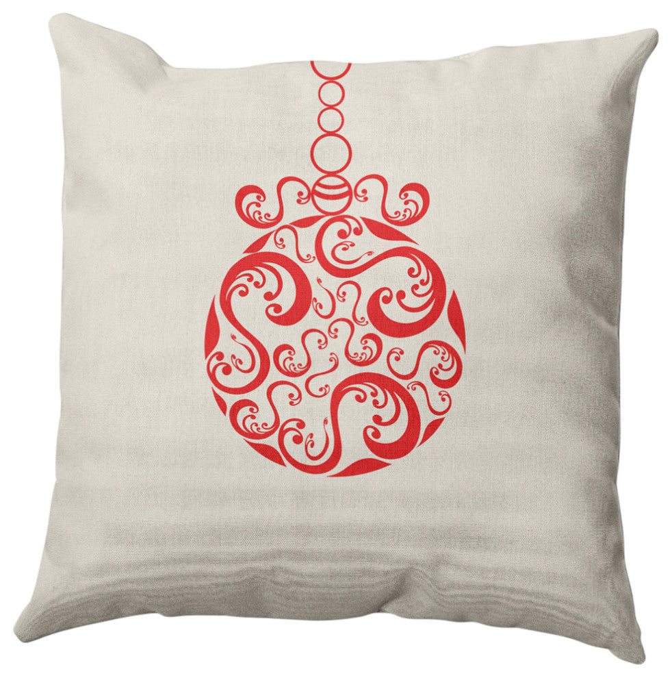 Fancy-Bulb Decorative Throw Pillow, Red, 16"x16"