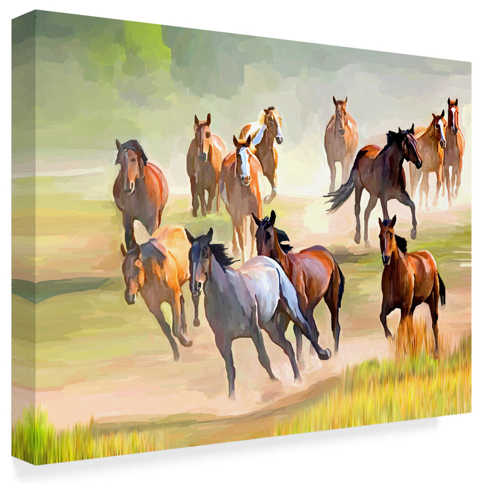 "Wild Horses Running" by Ata Alishahi, Canvas Art, 32"x24"