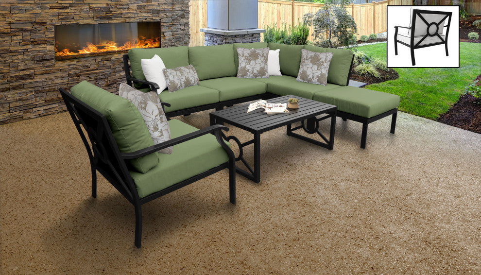 kathy ireland Madison Ave. 7 Piece Aluminum Patio Furniture Set 07f, Forest