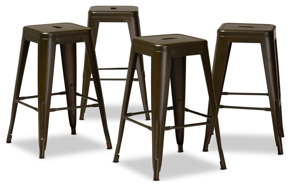 Vonn Industrial Metal Stackable Stool Set, Matte Gunmetal, Counter Stool
