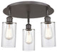 Clymer-3 Light 16" Flush Mount-Oil Rubbed Bronze, Clear Glass Shade