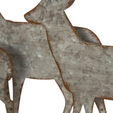 13.19" Galvanized Metal/Wooden Reindeer Table Decor
