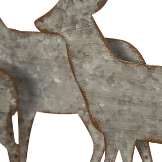 13.19" Galvanized Metal/Wooden Reindeer Table Decor