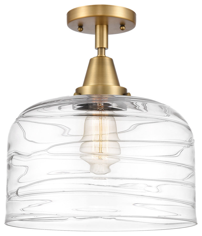 Caden X-Large Bell Flush Mount, Brushed Brass, Clear Deco Swirl
