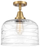 Caden X-Large Bell Flush Mount, Brushed Brass, Clear Deco Swirl
