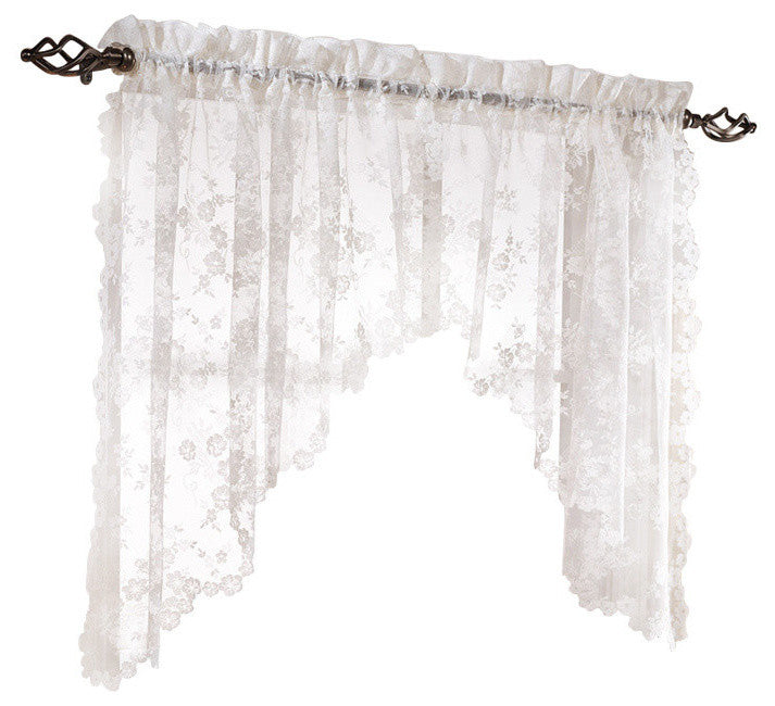 Saturday Knight Petite Fleur 78X30 Swag Valance in White