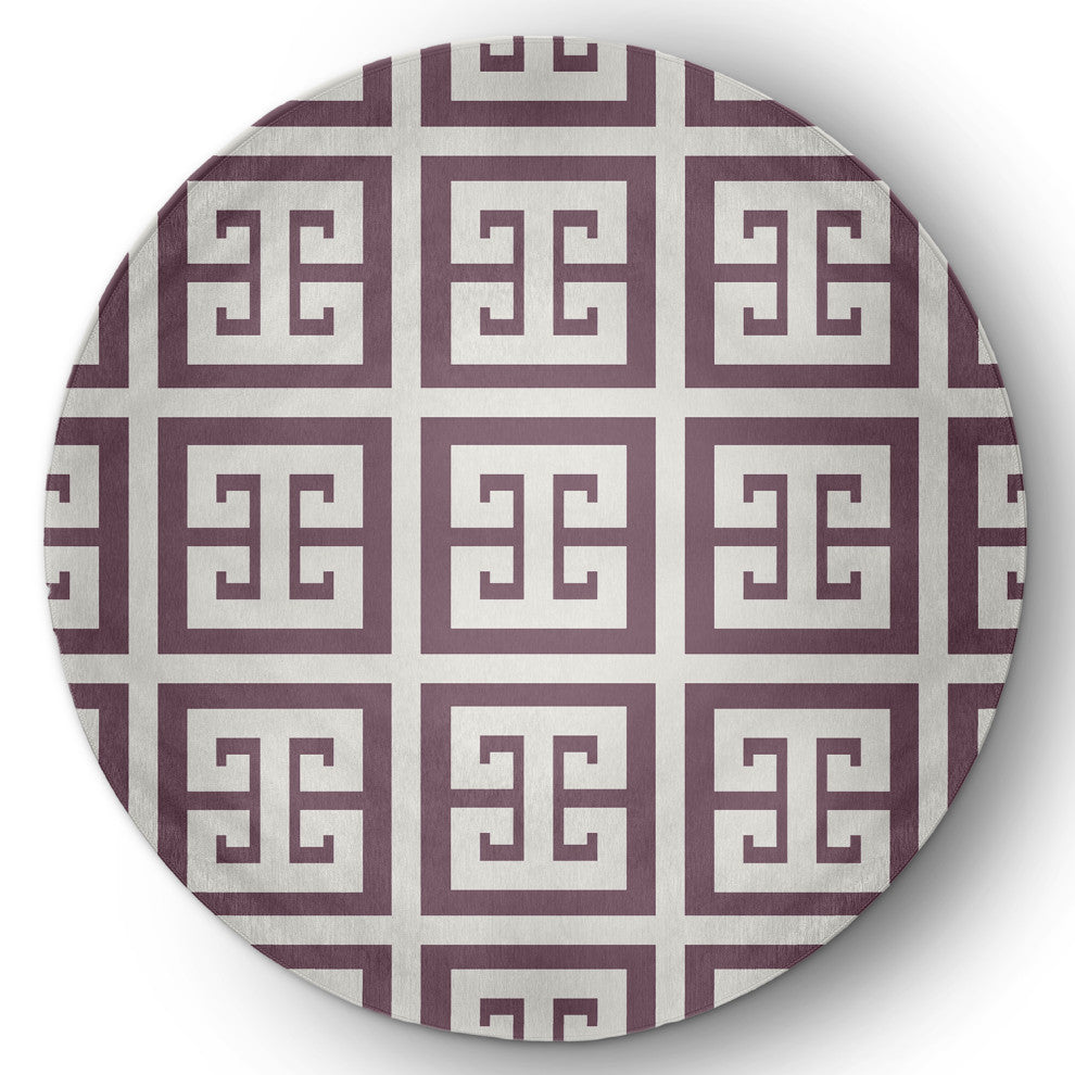 Greek Key Patterned Chenille Rug