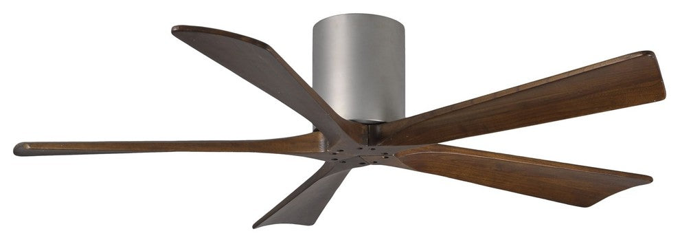 Irene-5 52" Hugger Ceiling Fan, Brushed Nickel With Walnut Blades
