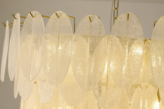 12-Light Brass Chandelier With Frosted Glass