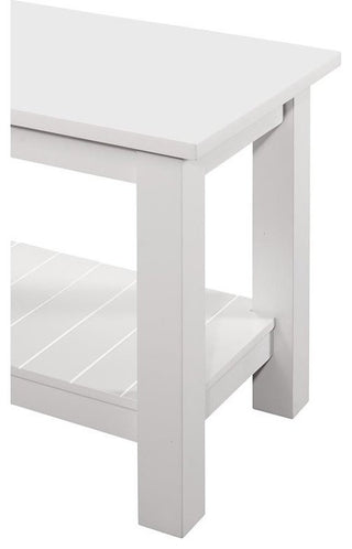 50'' Farmhouse Entryway Bench with Grooved Shelf - White