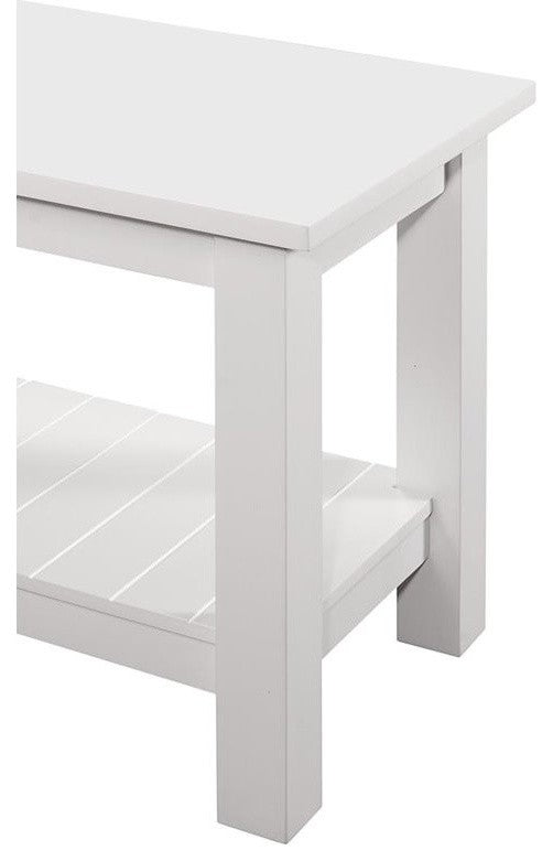 50'' Farmhouse Entryway Bench with Grooved Shelf - White