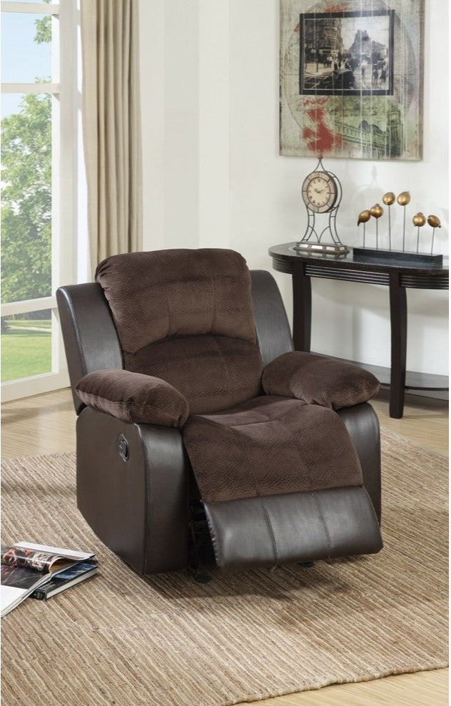 Polyurethane Rocker Recliner In Choco Suede Brown