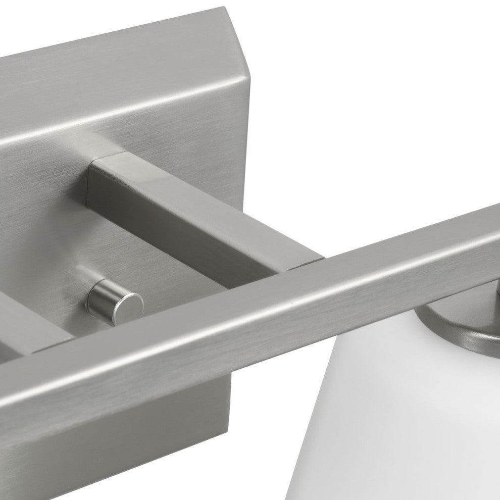 Vertex Collection Four-Light Brushed Nickel Etched White Glass Bath Light