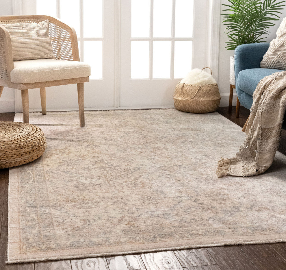Tivoli Zocalo Global Vintage Oriental Distressed Cream 7'10"x9'10" Area Rug