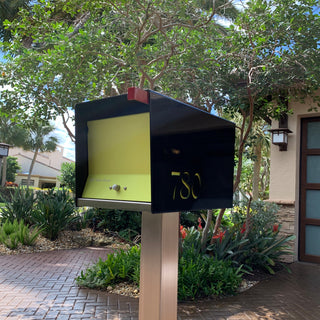 UpTown Box with Locking doors. Modern Pole Mounted Mailbox, Pole not included.,