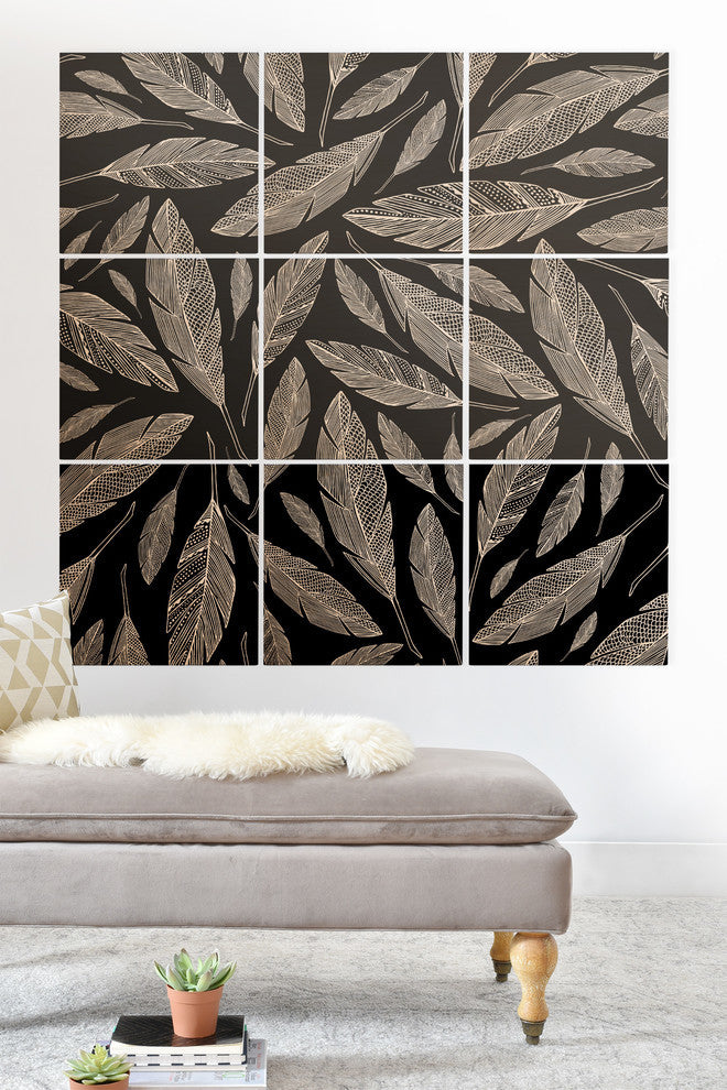 Deny Designs Heather Dutton Float Like A Feather Black Wood Wall Mural, 3'x3'