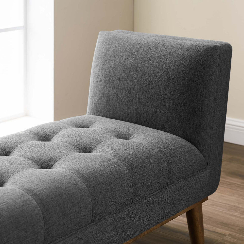 Gray Haven Tufted Button Upholstered Fabric Accent Bench