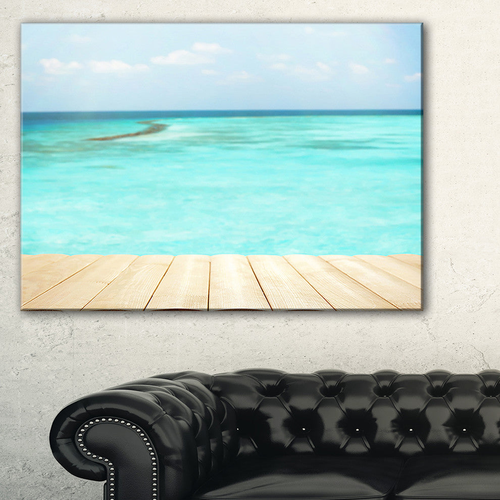"Wooden Planks on Sea Background" Wall Artwork