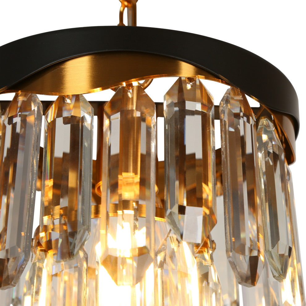LNC Zephyrine 1-Light 8.5" Modern Mini Crystal Pendant Light, Brass/Black