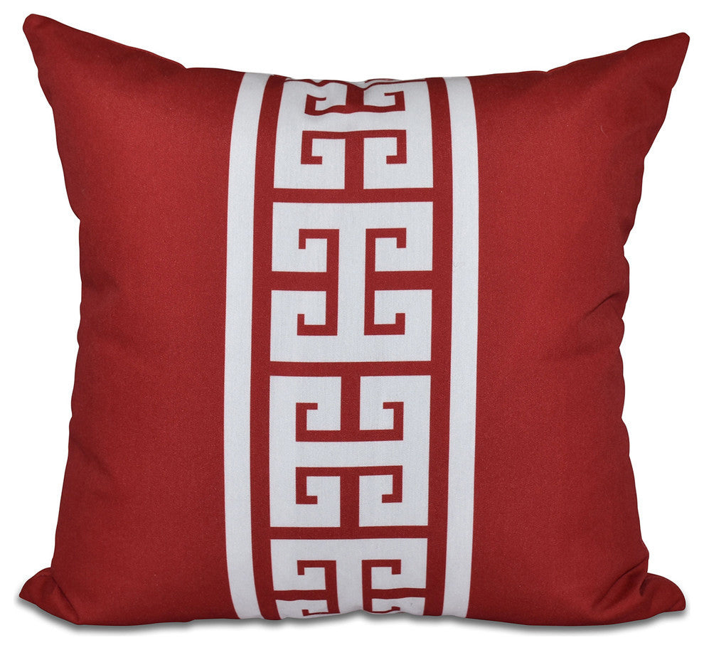 Key Stripe, Stripe Print Outdoor Pillow, Red, 18"x18"