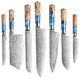 7-Piece Japanese Damascus Knife Set - "Tsunami" Collection