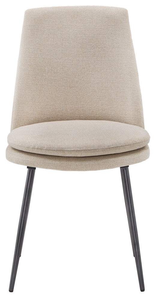 Rashmi Upholstered Dining Chairs (Set of 2) - Beige Chenille, Black Legs