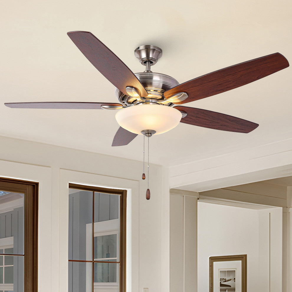 52-inch Polished Nickel Modern Ceiling Fan with Light