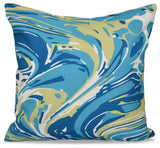 Marble Blend, Geometric Print Pillow, Turquoise, 20"x20"