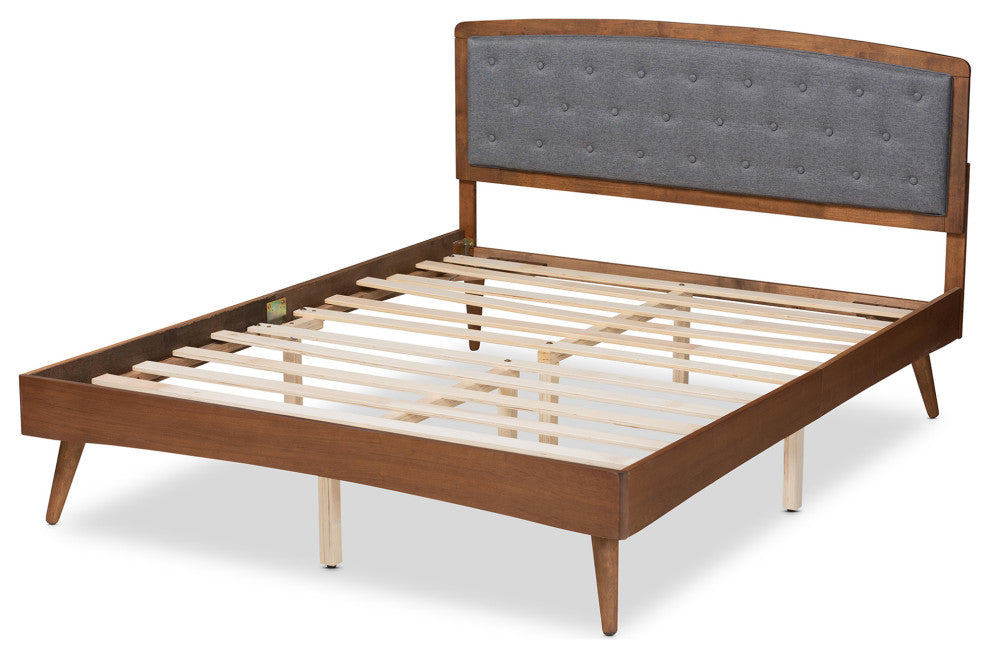 Therese Transitional Gray Fabric Platform Bed, King