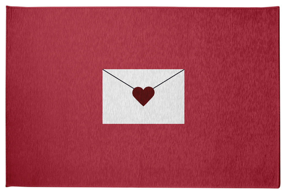 Love Letter Valentines Chenille Rug, Maroon, 2'x3'