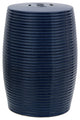 18" Dark Blue Ribbed Porcelain Garden Stool