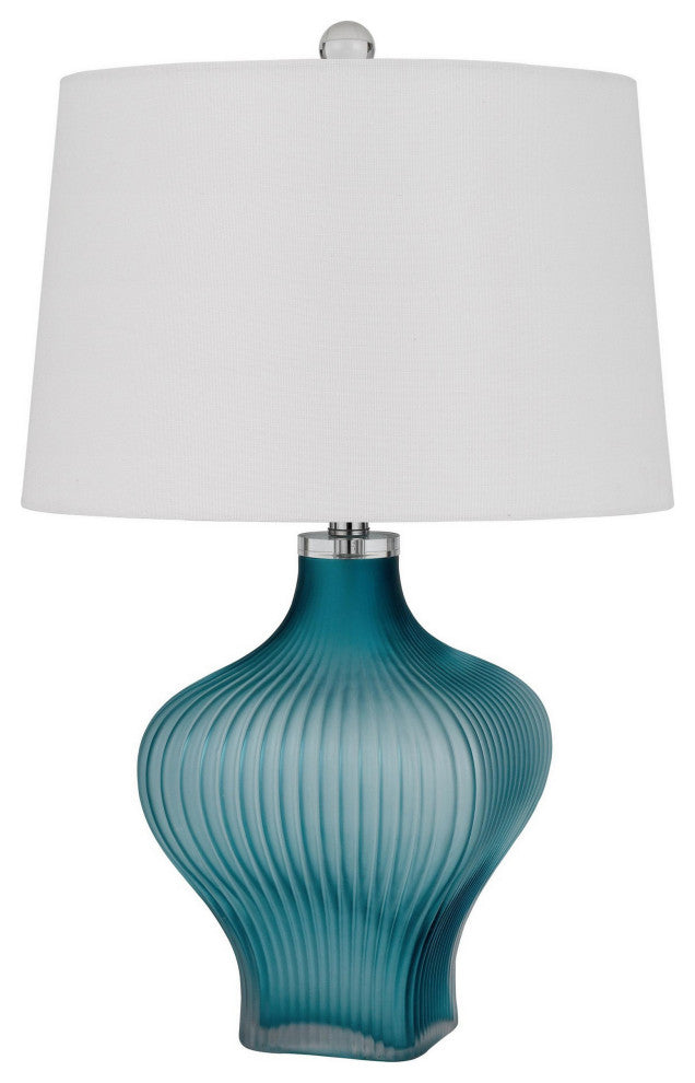 Benzara BM282150 26" Accent Table Lamp, Unique Tapered Glass Base, Aqua Blue
