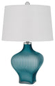 Benzara BM282150 26" Accent Table Lamp, Unique Tapered Glass Base, Aqua Blue