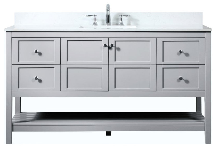 Elegant VF16460GR-BS 60"Single Bathroom Vanity, Gray With Backsplash