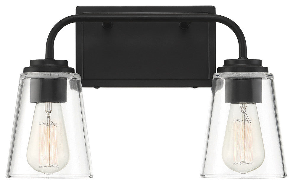2-Light Bathroom Vanity Light, Matte Black