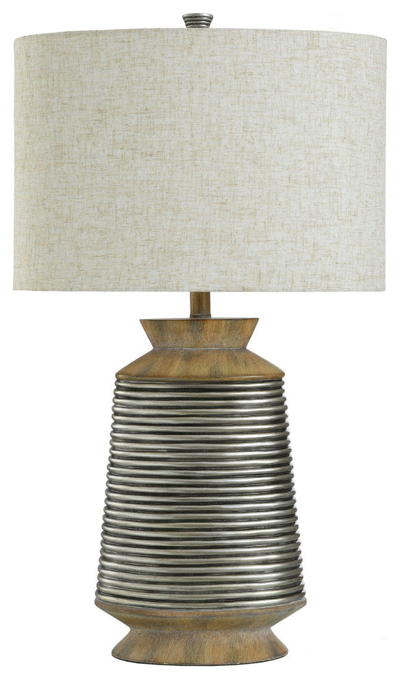 Haver Hill Table Lamp Brushed Brown and Gold Polyresin Body Oatmeal Shade