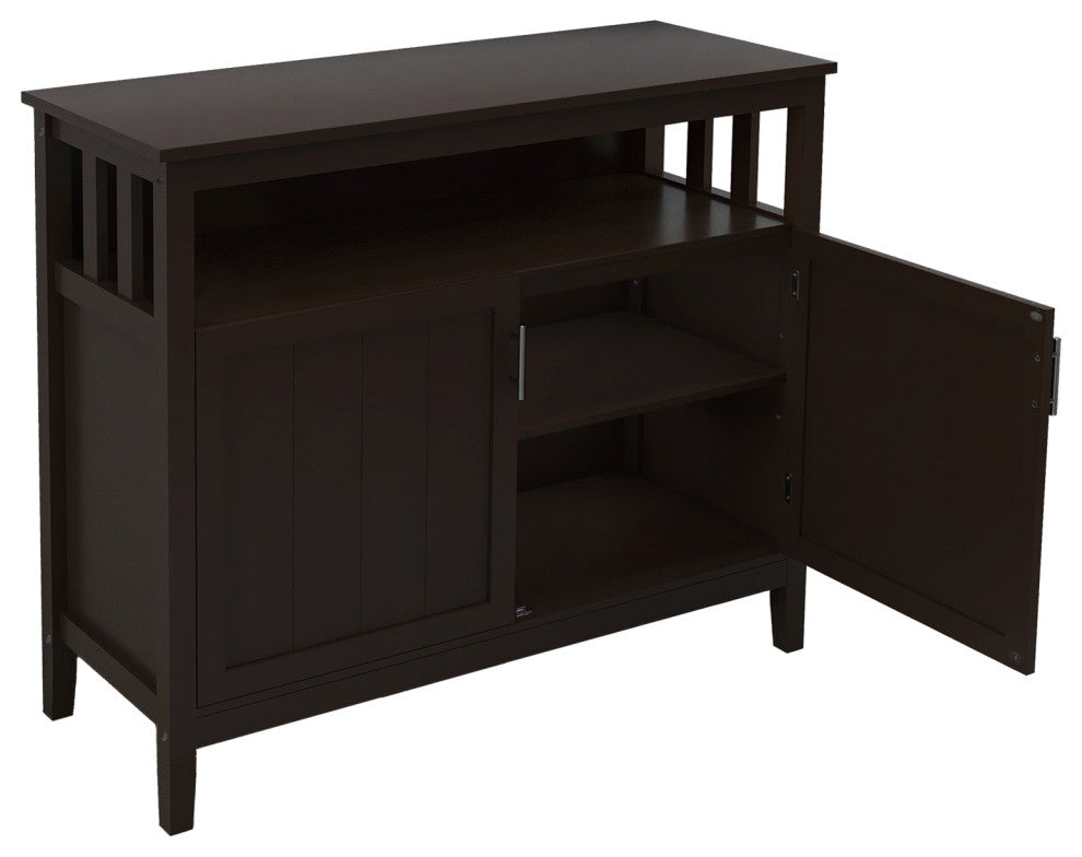 Wood Double Door Accent Cabinet with Open Shelf, Brown, 40" X 16"