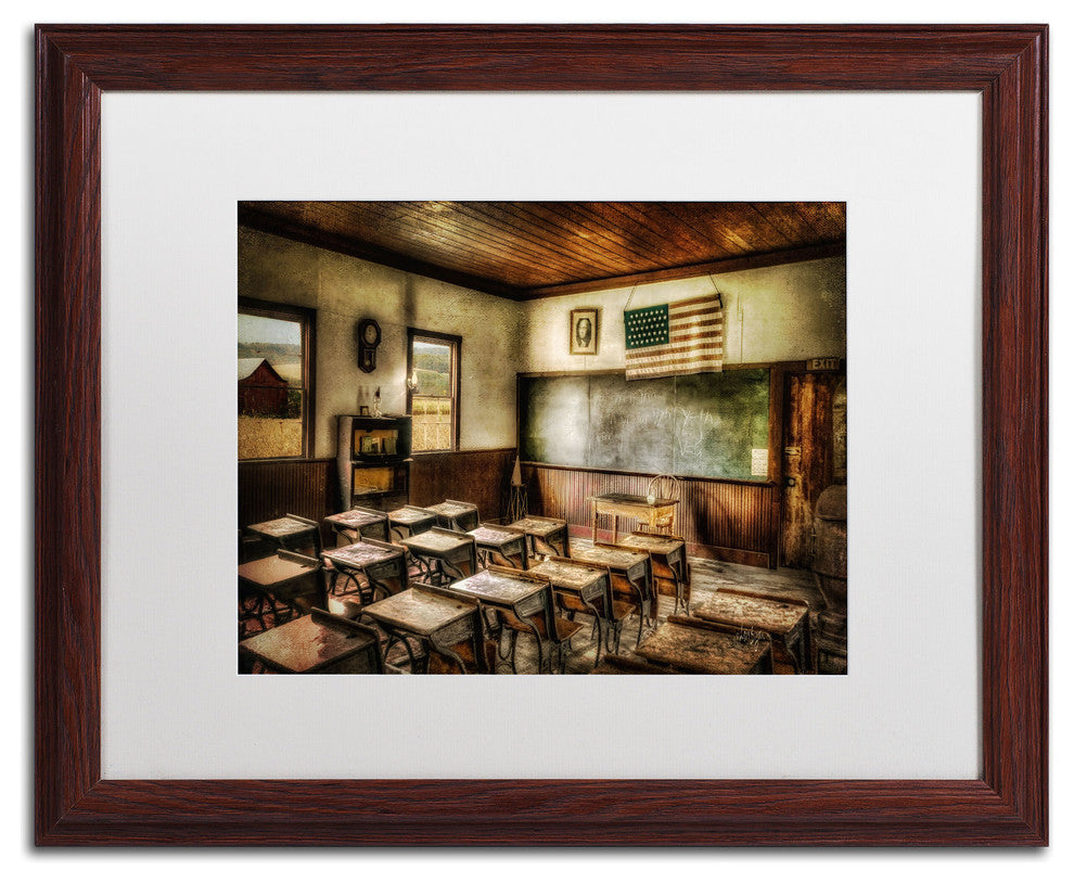 'One Room School' Matted Framed Canvas Art by Lois Bryan