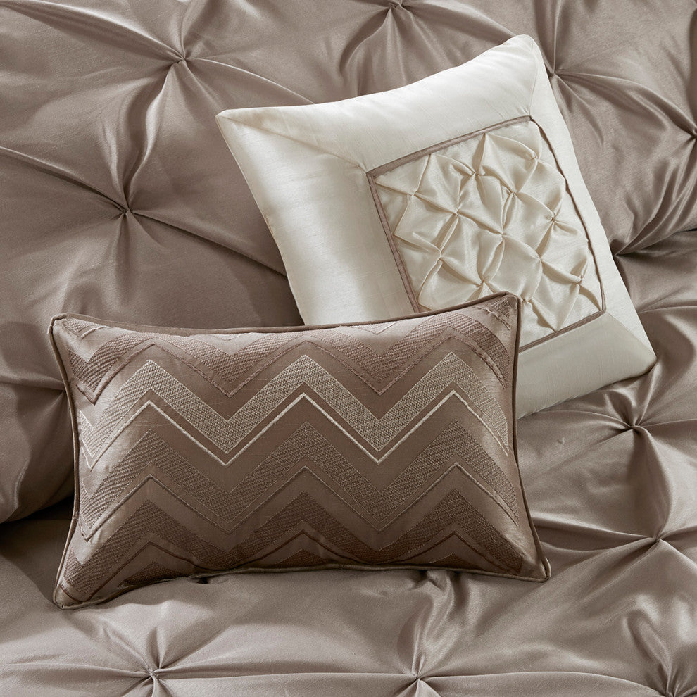Madison Park Essentials Joella 24 Piece Room, a Bag, Taupe