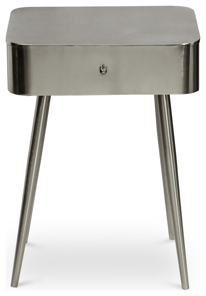 Rylan Iron Night Stand, Silver, Solid