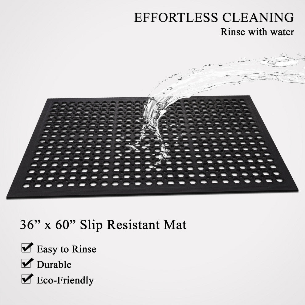 A1HC New Anti Fatigue Versatile Rubber Floor Mat With Drain Holes, 36"x60"