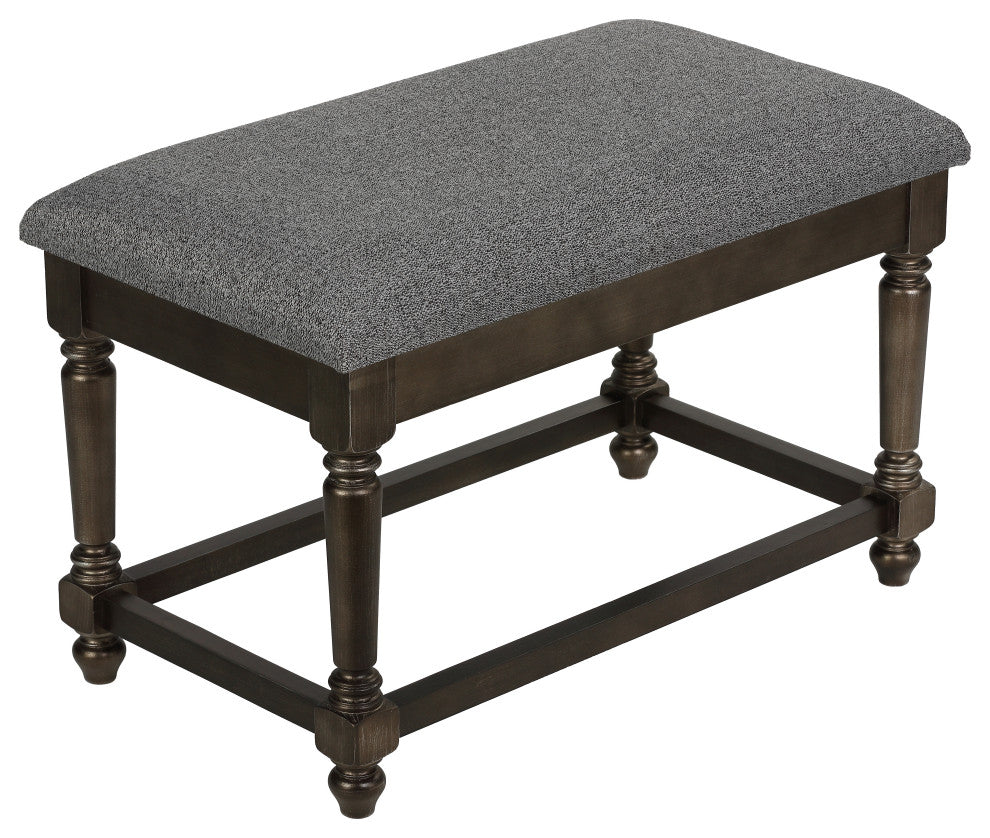 Cortesi Home Enza Bench, Bronze Brown Color With Gray Fabric Cushion