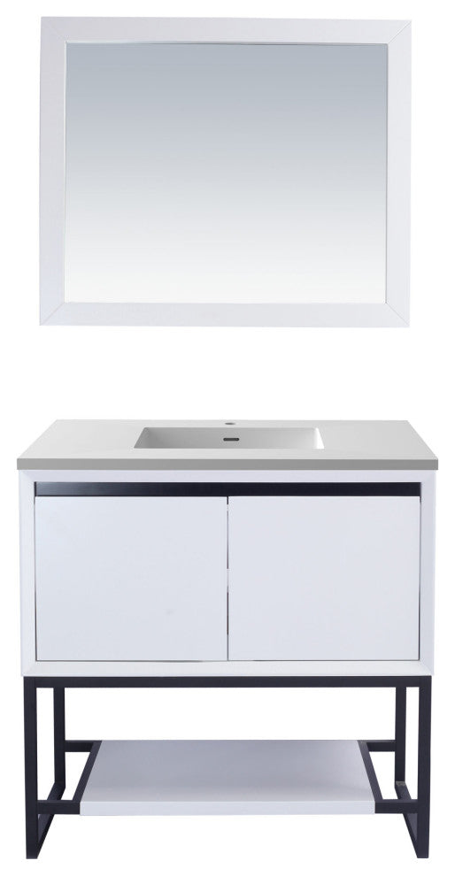 Laviva 313SMR-36W-MW 36" White Vanity with VIVA Stone Solid Surface Countertop