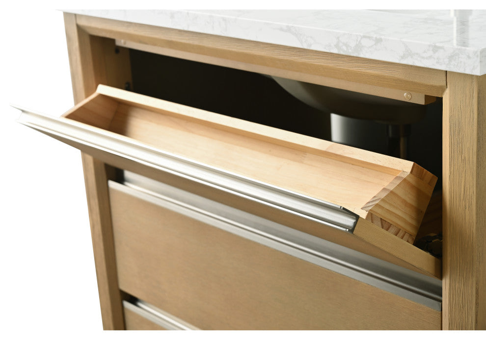 Vanity Art Bathroom Vanity With Sink, Natural Oak, 30" Single