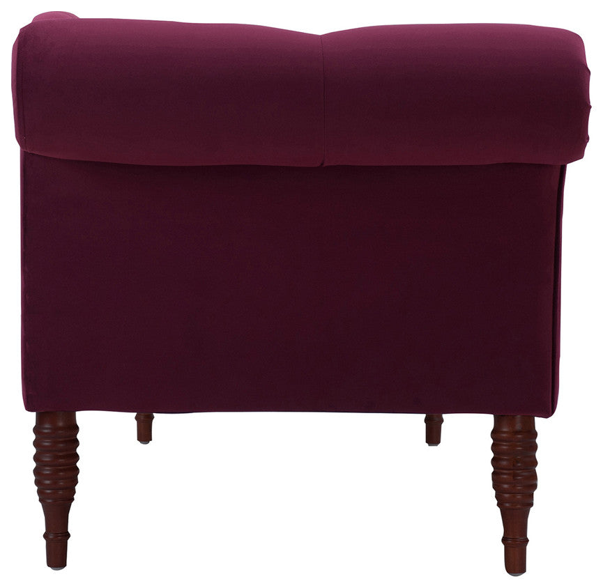Samuel Velvet Tufted Chaise Lounge, Right-Arm Facing, Burgundy Velvet