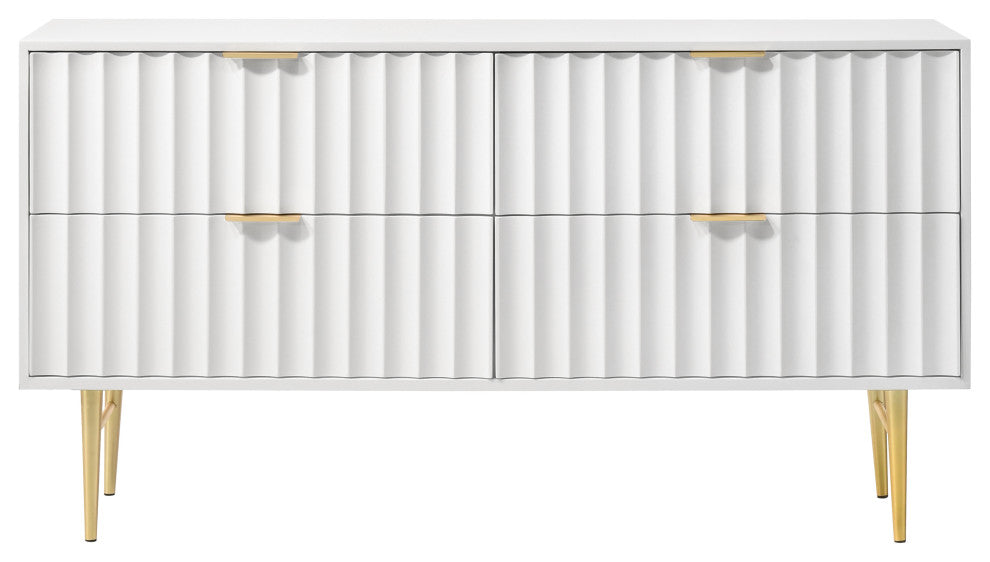 Modernist Medium Gloss Finish Dresser, Brushed Gold