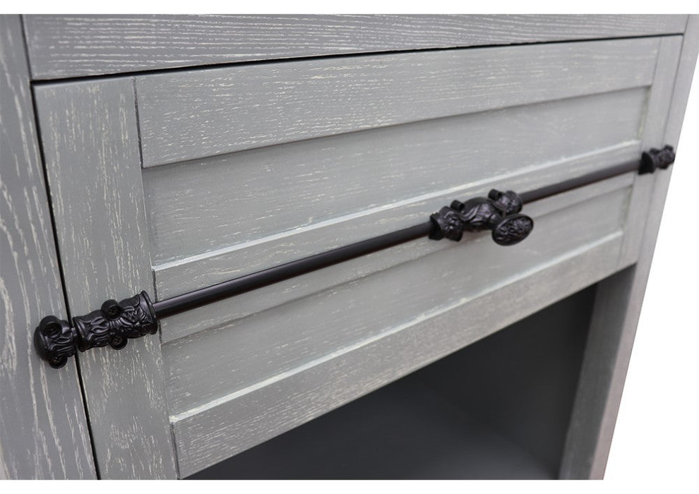 30" Single Vanity, Gray Ash, Black Galaxy Top, Oval Sink