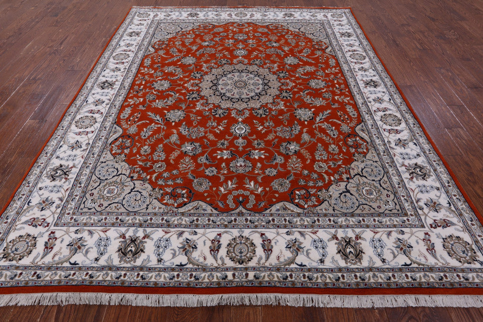 Persian Nain Wool & Silk Hand Knotted Rug 8' 1" X 10' 0" - Q13125